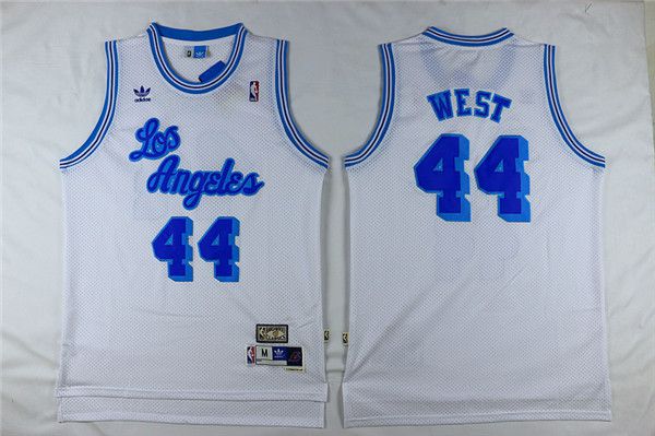 Men Los Angeles Lakers #44 West White Throwback NBA Jerseys->los angeles lakers->NBA Jersey